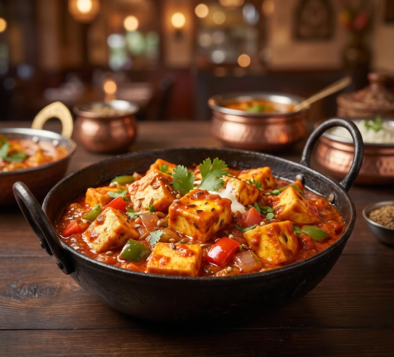 Kadhai paneer with bell peppers and fresh naan at Desi Swag East Indian Cuisine, Winnipeg