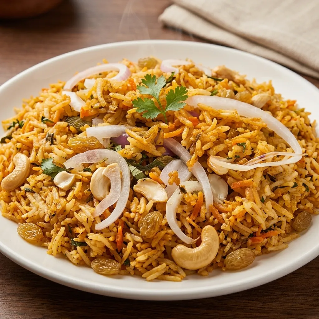 Chicken biryani with basmati rice at Desi Swag, East Indian restaurant in Winnipeg